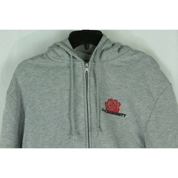 Divided by H&M Hoodie Sweatshirt Jacket Full Zip GRACE & DIGNITY Gray Womens L - Picture 2 of 7